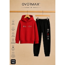 Overmax Çocuk Kapüşonlu Black Baskılı Eşofman Takımı 3-12 Yaş Kırmızı Üst-siyah Alt - 915958428 Kırmızı Üst-siyah Alt