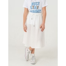 Kız Çocuk Kloş Keten Etek 2951 Beyaz