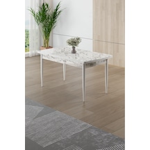 Canisa Asfel Serisi Mdf 77x130 Beyaz Mermer Desen Yandan Açılabilir Mutfak Masası Beyaz Mermer Desen Masa