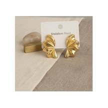 316l Çelik Gold Renk Vintage 3d Dalgalı Model Küpe Tj-bkp12038 Evimdeyokyok