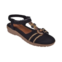 Guja Taş Detaylı Comfort Kadın Sandalet Gj-24y120-4 Siyah-siyah Siyah