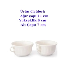 Güral Porselen Çift Kulplu Çorba Kasesi, 11 Cm, 2 Adet, Krem Beyaz Diğer