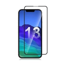 Apple Uyumlu   iPhone 13 Siyah 5D Tam Kaplayan Ekran Koruyucu Cam