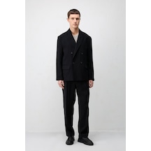 Antioch Modal Karışımlı Relaxed Fit Erkek Blazer Ceket Siyah