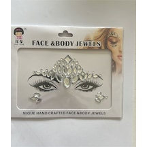 Face Gems Yüz Süsleme Taşı Vücut Kristali Model 14 Beyaz