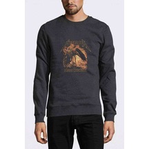 Death Magnetıc Metal Rock Baskılı Füme Antrasit Erkek Sweatshirt