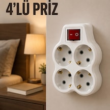 4 Lü Priz Çoğaltıcı Açma Kapama Anahtarlı Kablosuz Duvar Tipi Priz Adaptörü Diğer