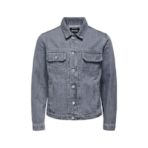 Only & Sons Erkek Geniş Yaka Kot Ceket - 22032036 Gri