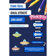 İsim Yazılabilir Uzay Gemisi Temalı Okul Etiketi Kalem & Defter İçin 200 Adet Çoklu