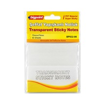 Bigpoint Pet Yapışkanlı Şeffaf Notluk 75x75mm X 12 Adet