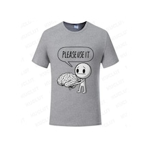 Kuclut Komik Yazılı Erkek T-shirt - Lütfen Beyninizi Kullanın Baskılı Kısa Kollu O-boyun Gömlekgreen Green