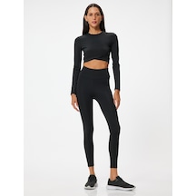 Koton Spor Tayt Yüksek Bel Bilek Boy Dar Kalıp Siyah 5wak40140nk