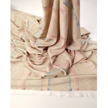 Sütlü Kahve Üzeri Pembe Mavi Etnik Desen Yumuşak Esnek İnterlok Örme Kumaş Hırkalık & Elbiselik 150x250cm-12336 Sütlü Kahve,pembe,mavi