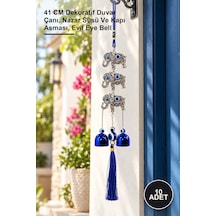 10 Adet Metal Nazar Boncuğu Çan 41 Cm Dekoratif Duvar Çanı, Nazar Süsü Ve Kapı Asması, Evil Eye Bell