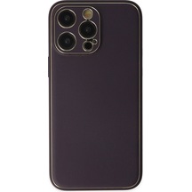 Newface Apple   Uyumlu  iPhone 13 Pro Max Kılıf Coco Deri Silikon Kapak - Derin M
