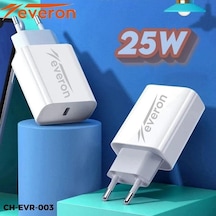 Huawei P40 İle Uyumlu 25w Qc 3.4a Type C Şarj Adaptörü Evr-003 Beyaz