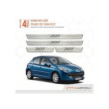 Peugeot 207 2006-2012 Uyumlu Satine Krom Kapı Koruma Eşiği 4 Parç