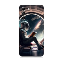 Samsung Galaxy S21 Fe Uyumlu Kitap Ve Astronot Desenli Silikon Kılıf