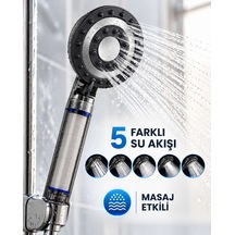 Siyah Filtreli Duş Başlığı 5 Farklı Su Akışı Etkili Klor Ve Kireç Filtreleme Diğer