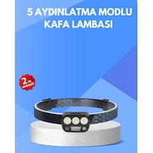 Hubrendy Tekno 300 Lümen Sensörlü Led Kafa Lambası Usb Şarjlı Sos Modlu AÇIK GRİ KAHVE KARIŞIMI