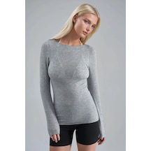 Hiccup Busem Slim Fit Kayık Yaka Bluz Açık Gri