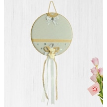 Süslebabypartystore Doğa Temalı, Ayıcıklı Keten Kumaş Kapı Süsü, Gri Çok Renkli