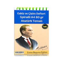 Atatürk Temalı Eskiz ve Çizim Defteri Kraft Spiralli 100 Sayfa A4
