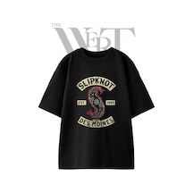 Thewert Slipknot Tasarım Baskılı Ünisex Siyah Oversize T-shirt