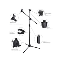 Profesyonel Bomlu Mikrofon Sehpası Ayarlanabilir T Tipi Sahne Stüdyo Mikrofon Standı