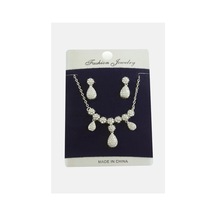 Damla Zirkon Taşlı Set Kolye Beyaz 23961791