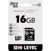 Hi-Level HLV-MCSDC10/16G 16 GB MicroSDHC Class 10 Hafıza Kartı + Adaptör
