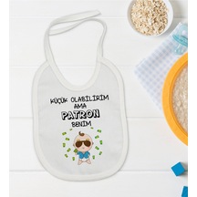 BK Kids Patron Benim Tasarımlı Beyaz Bebek Mama Önlüğü-1 Beyaz