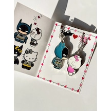 Batman & Hello Kitty 2 Li Çift Kolye Seti Siyah