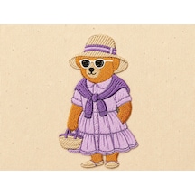 Shules Collection Teddy Serisi Naturel Kanvas Büyük Plaj Çantası Mor