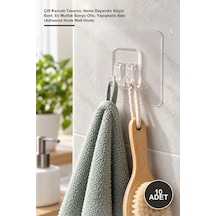 10 Adet Şeffaf Yapışkanlı Duvar Askısı Çift Kancalı Tasarım, Neme Dayanıklı Güçlü Bant, Ev Mutfak Banyo Ofis, Yapışkanlı Askı Adhesive Hook Wall Hook 1