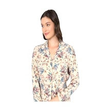 Ciciten Pamuk Melanj Desenli Boydan Düğmeli Bayan Pijama Takım 001