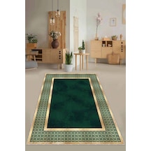 Yeşil Çerçeveli Kaymaz Taban Makinede Yıkanabilir Halı Ar730n11