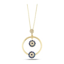 Debora Jewelry 14 Ayar Altın Nazar Boncuklu Çift Göz Kolye