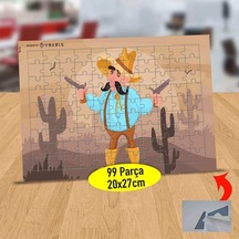 Kaktüsler Ve Meksikalı Kovboy 99 Parça Puzzle Yapboz Tablo-ed2c