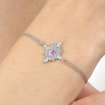 Pink Taşlı Hanedan Nişanı Vintage Gümüş Bileklik