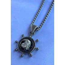 Kartal Dümen El İşçiliği Paslanmaz Çelik Zincir Erkek Kolye Gümüş