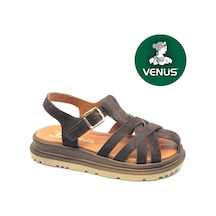 Venüs Tenzret Hakiki Deri Comfort Ortopedik Kadın Sandalet Kahverengi