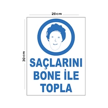 Metal Saçlarını Bone İle Topla 20cm X 30cm A4 Büyüklüğünde Uyarı Levhası Yönlendirme Tabelası
