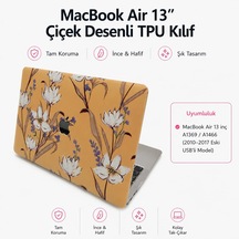 Macbook Air 13 İnç Kılıf Uyumlu A1466 A1369 Çiçek Desenli Tpu Kapak İnce Hafif Darbe Önleyici Mat Yüzey Uv Lazer Baskı Tam Uyumlu Koruyucu Sarı Belirtilmemiş