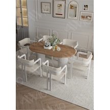 Avvio Anfora Ptt Lake Mdf Ayak 6'lı Tokyo Metal Demonte Sandalye 80x160 Masa Sandalye Takımı Akça