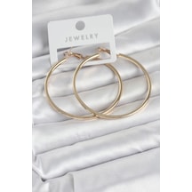 Gold Renk Pirinç Köşeli Kenar Halka 54 Mm Kadın Küpe 5886 Çok Renkli