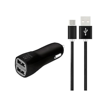 Tiger Araç Şarj Aleti ve Micro Usb Kablo Set 2.1A Siyah Nt-012