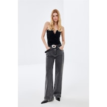 Antrasit Wide Leg Yüksek Bel Jean-antrasit Antrasit