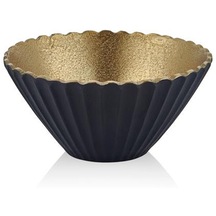 Lamedor Wavy Siyah Gold Dekoratif Küçük Kase 20 20 10 Cm