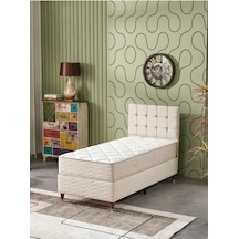 Beehanem Bengü 90x190 Tek Kişilik Baza+Başlık 2 Li Set Babyface Krem
